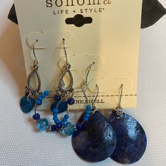 💥Sonoma 3 pairs of silver tone and teal Dangle Drop Earrings - Picture 6 of 8